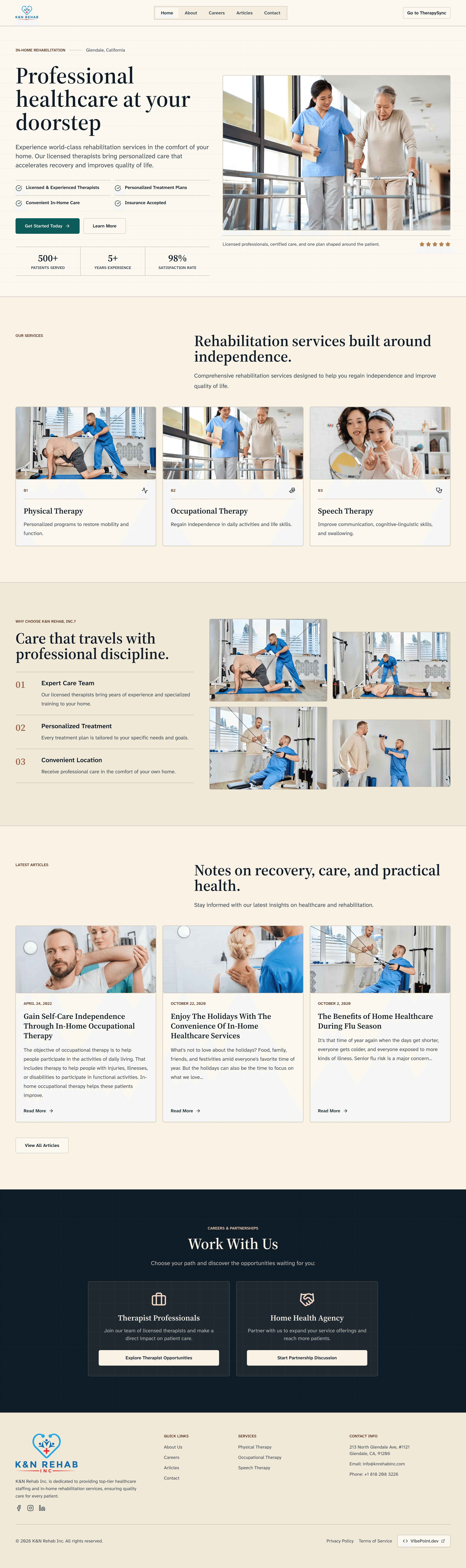 Screenshot of K&N Rehab Inc.